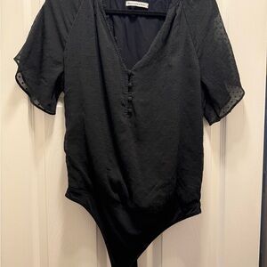 Abercrombie & Fitch Black Faux Button-Down Women's Top - bodysuits